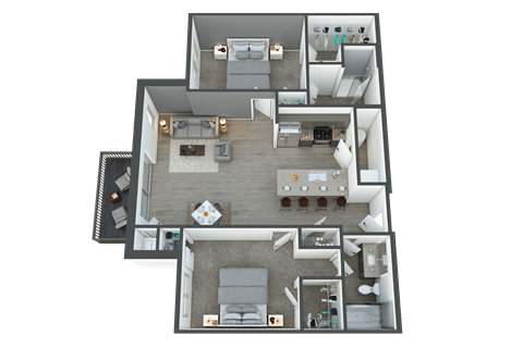Floor plan for 2 beds, 2 baths, 1115 sqft